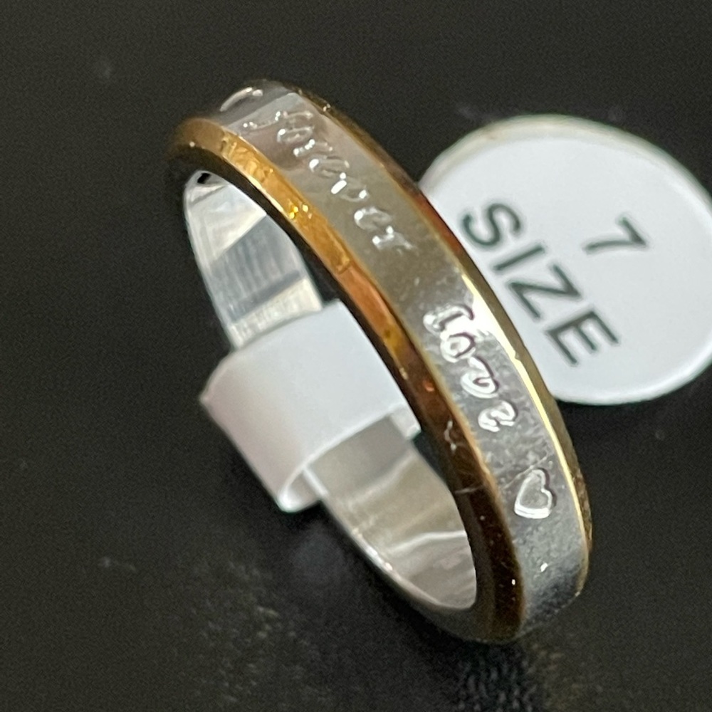 4mm gold silver forever love ring size 7